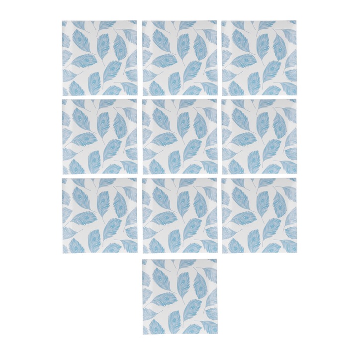 10 darab 20x20cm-es Dekoratív Matrica Készlet Zöld Levélmintával, Vízálló Otthoni Használatra