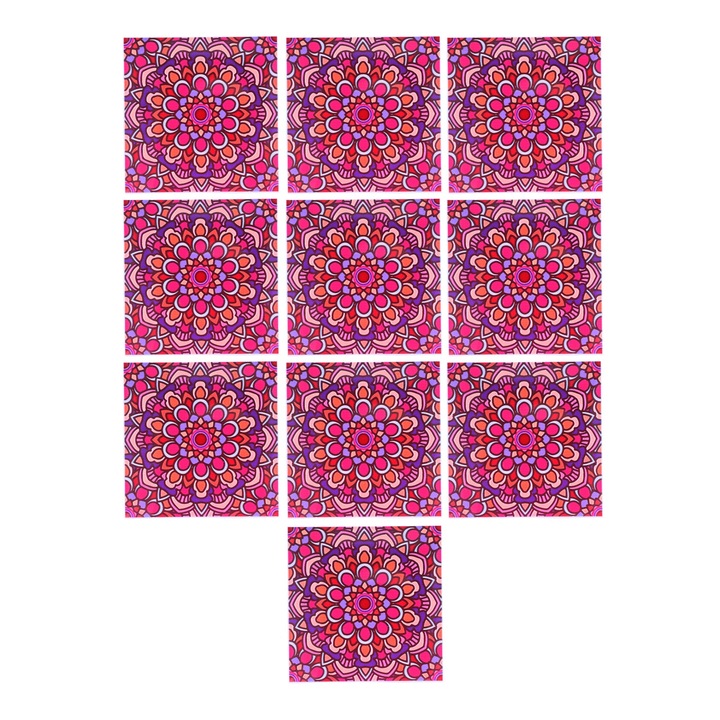 10 db dekoratív falmatrica szett, Jormftte, 20x20cm, vízálló, csúszásmentes, többszínű