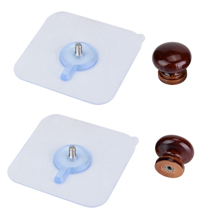 Fából készült kampók, Jormftte, 2 darabos készlet, kerek forma, nagy teherbírású, dió színű