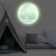 Autocolant de perete luminos, Mmgoqqt, forma de luna, argintiu-verde, 30cm