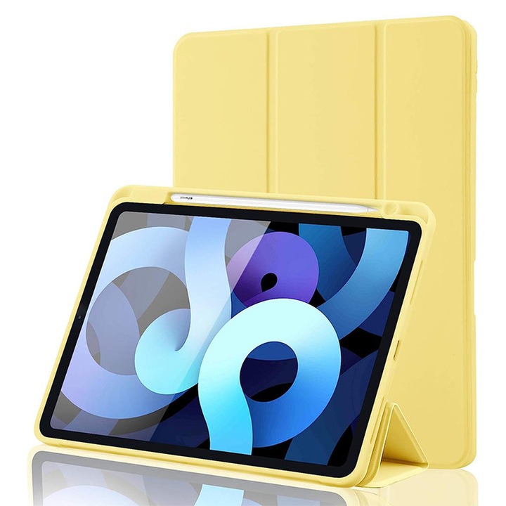 Husa tableta, AMRNUGL, pentru iPad 10.2 inch, design ultra subtire, protectie impotriva amprentelor, galben