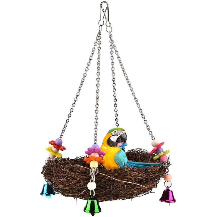 Cuib confortabil pentru papagali, Enforose, rattan, rezistent la muscaturi, ecologic, pentru papagali medii si mici