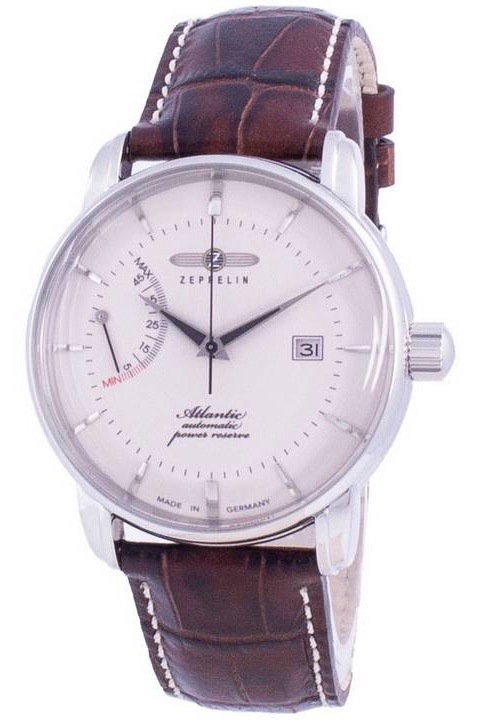 Ceas barbatesc Zeppelin Atlantic, curea din piele, carcasa inox, display alb, 42x14mm