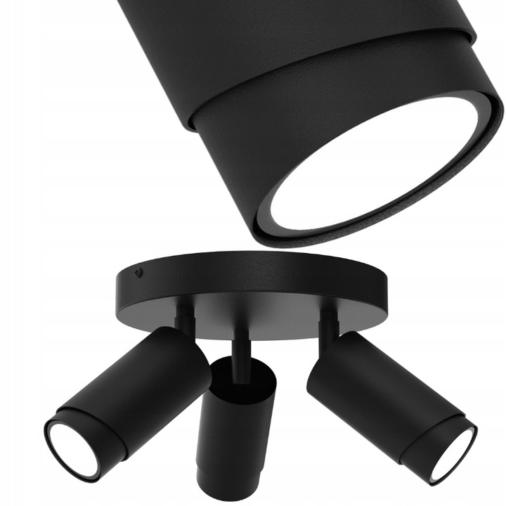 Ewilight Bevel LED mennyezeti lámpa, fekete, fém, 11-15 cm, 3x GU10, izzókészlet