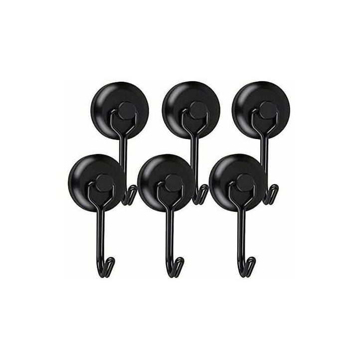 Set 6 Carlige magnetice, utilizare versatila cu magneti de neodim de rezistenta, design pivotant pentru instalare usoara pe orice suprafata magnetica, acoperire rezistenta la rugina si impermeabila asigura longevitate Enforose