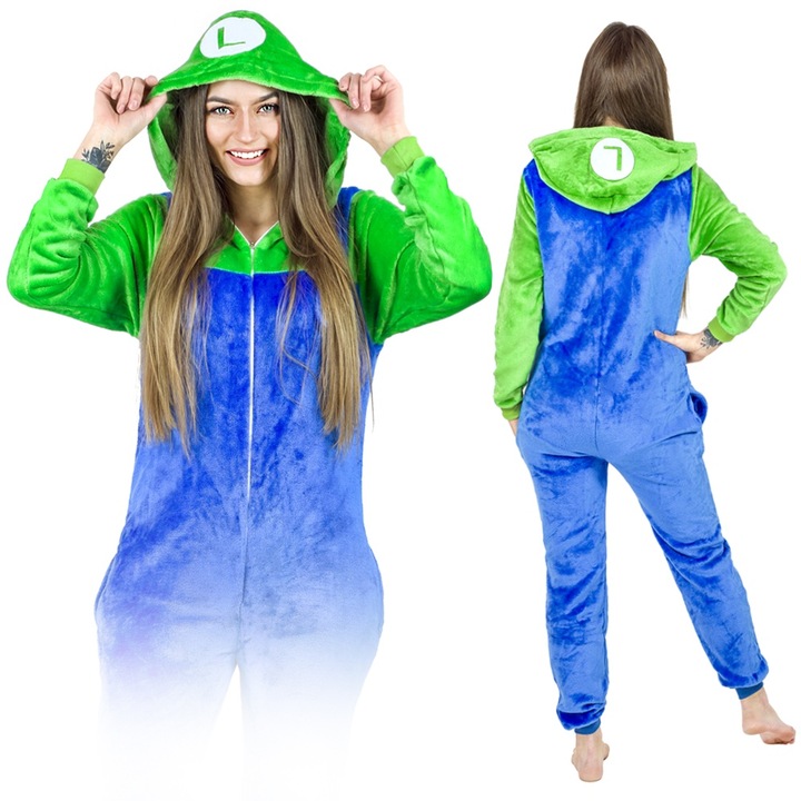 Karneváli jelmez Onesies Kigurumi Luigi, zöld pirossal, M