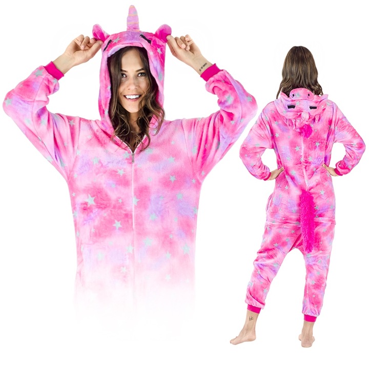 Onesies farsangi jelmez, rózsaszín pegazus, L méret