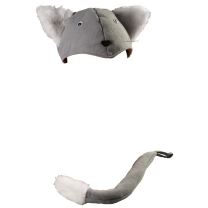 Costum de carnaval set KOT, caciula si coada, gri, pentru copii