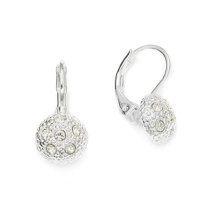 Cercei Colibra Classic cu cristale Preciosa, argintiu, 2x0.8cm