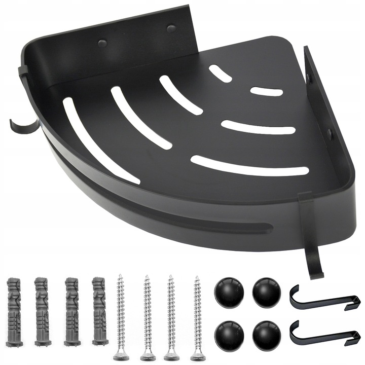 Etajera de baie, ZOLTA, otel, accesorii instalare, 30.5 x 5.7 x 22 cm, negru