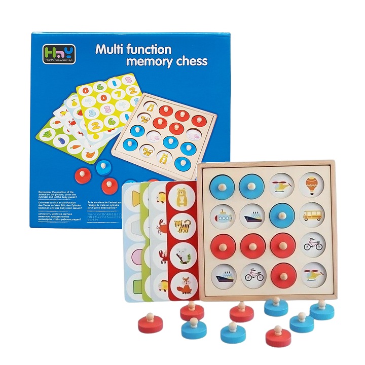 Игра за памет Memory Chess, Дърво, 5 дъски и 16 пешки, + 3 години