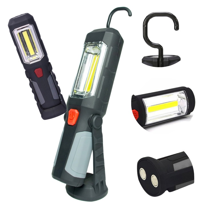 Работна лампа ZOLTA, LED, 3W, 22.5x6cm, черна/сива, с въртяща се опора и магнити