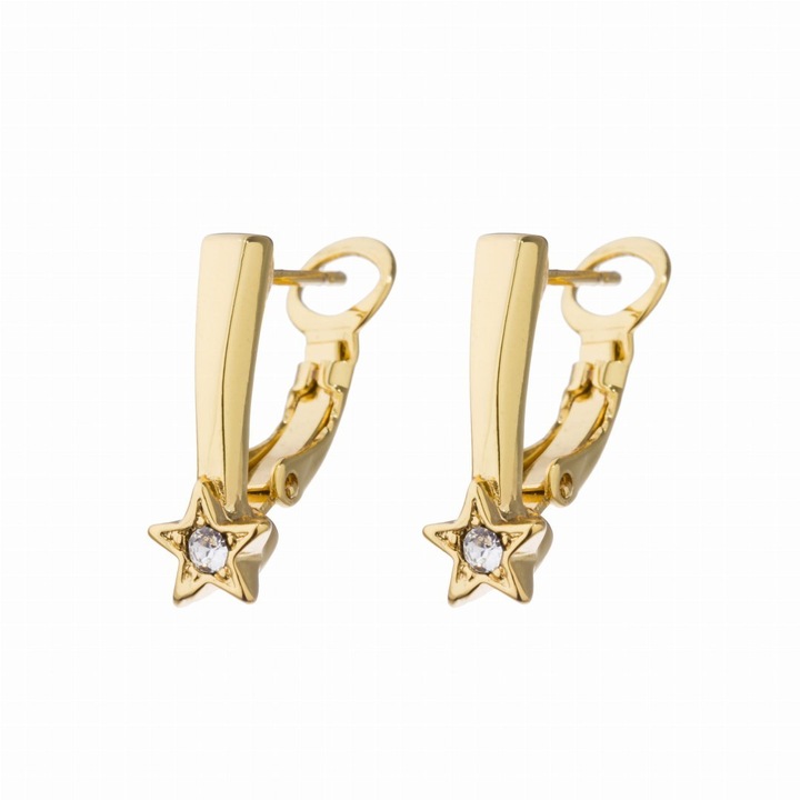 Cercei Colibra, placati cu aur, cu cristale, 2cm, set