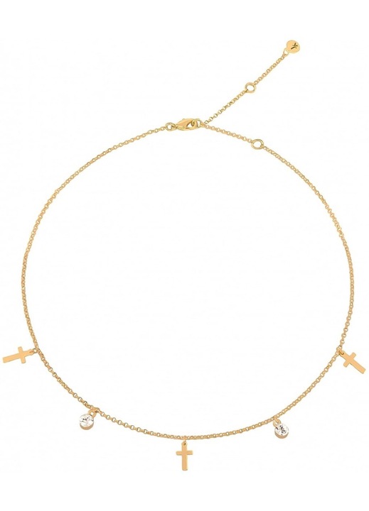 Colier Colibra cu cruciulite, placat cu aur, 43cm