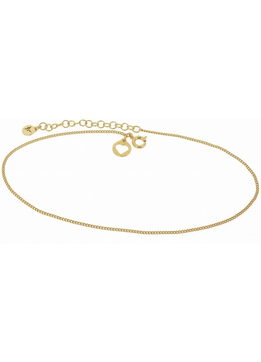 Bratara de picior Colibra cu inima, placata cu aur, 25cm + 5cm extensie