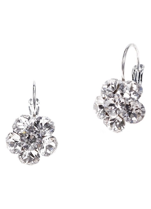 Cercei Colibra, cristale Preciosa, argintii, 2.2x1.2cm