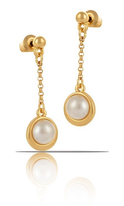 Cercei Colibra Classic, perla, auriu, 2.7x1cm