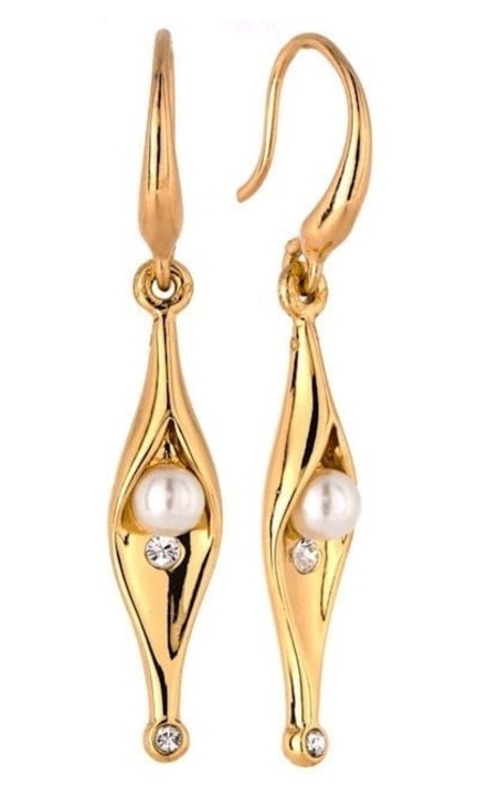 Cercei Colibra, perle, aurii