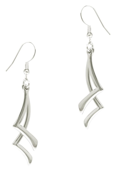 Cercei lungi Colibra, model modern, argintii, 6,1x0,2cm