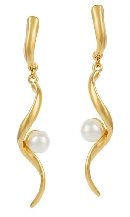 Cercei Colibra cu perla, 5cm, forma originala