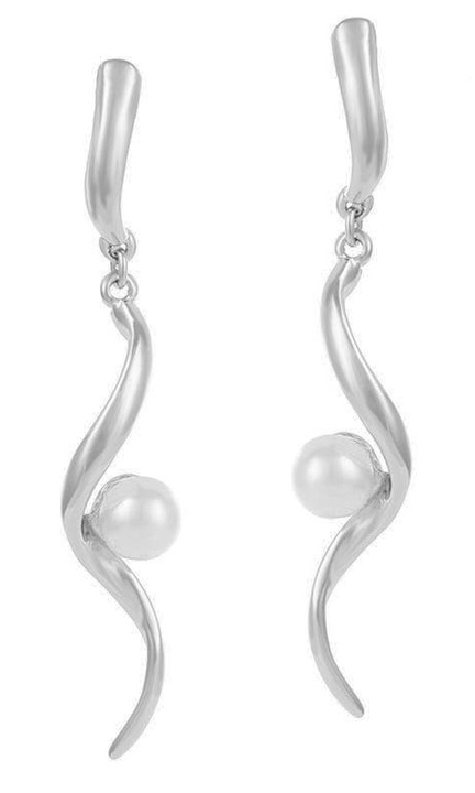 Cercei Colibra cu perla, 5cm, forma originala