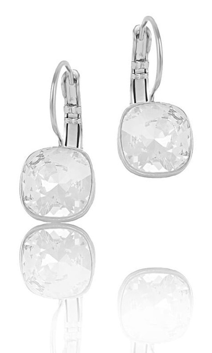 Cercei Colibra cu cristale Preciosa, 2,3cm, 1,3x1,3cm, argintii