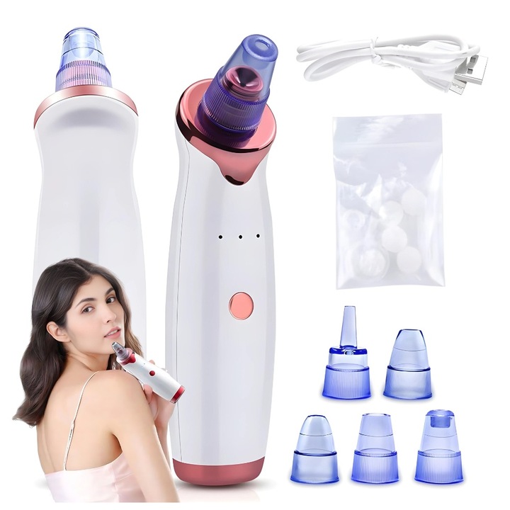 ZOLTA pórustisztító, 3 teljesítményfokozatú, fehér rózsa arany részletekkel, USB töltés