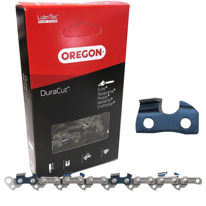 Lant taiere, Oregon, DuraCut M91VXL050E, 3/8", 1.3mm, 50 dinti pentru feronerie de 14", argintiu