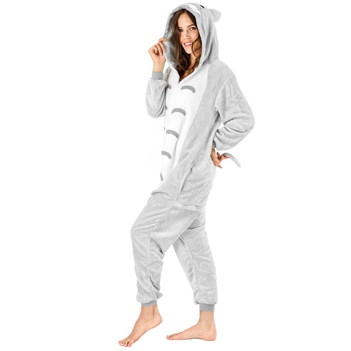 Farsangi jelmez, Onesie Totoro, mikroszálas, szürke, L