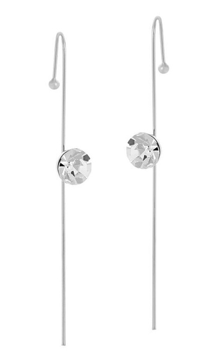 Cercei Colibra cu cristale Preciosa, argintii, 77x8mm