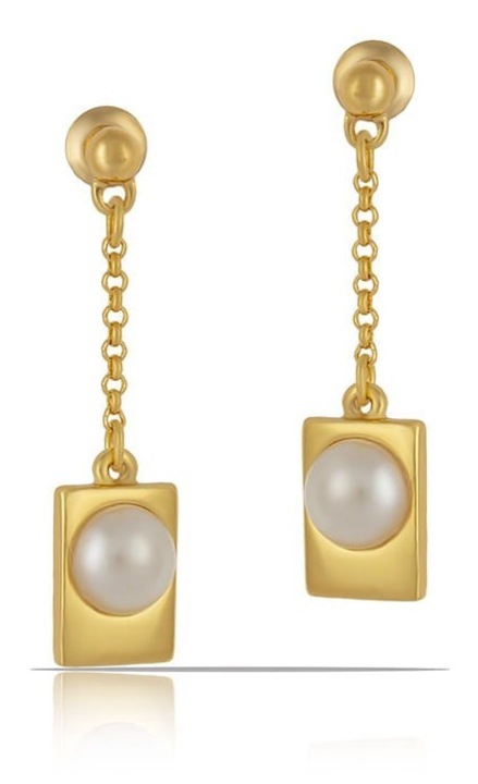 Cercei Colibra, perla, aurii, 3cm