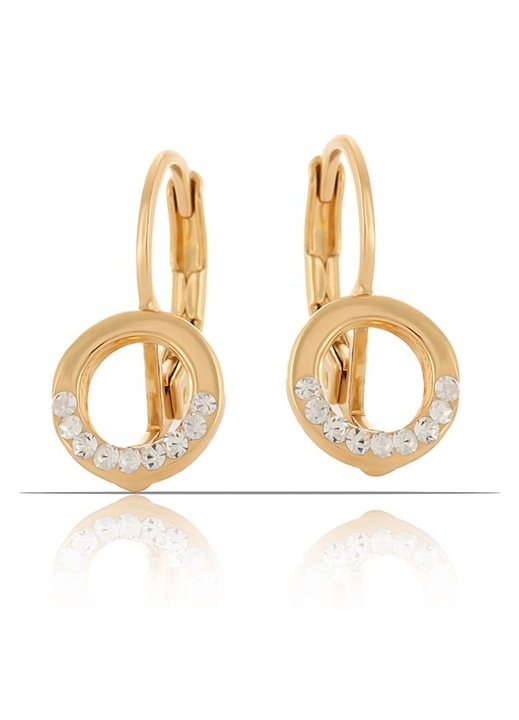 Cercei Colibra cu cristale Preciosa, aurii, set elegant