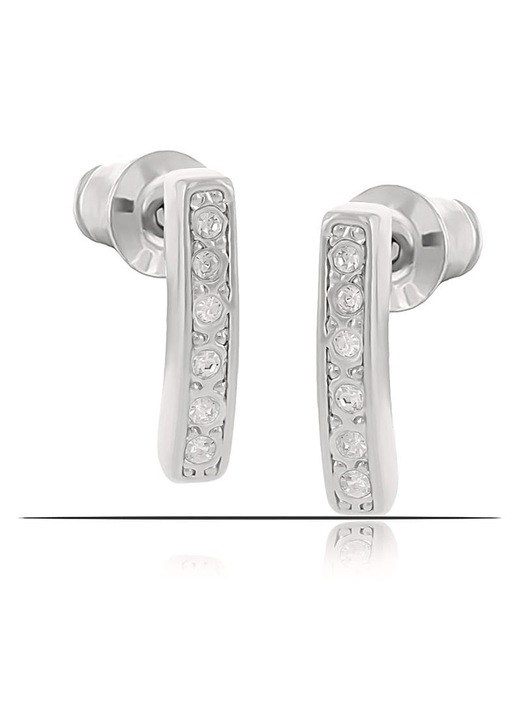 Cercei Colibra Classic, cristale Preciosa, argintiu, 2x0.3cm