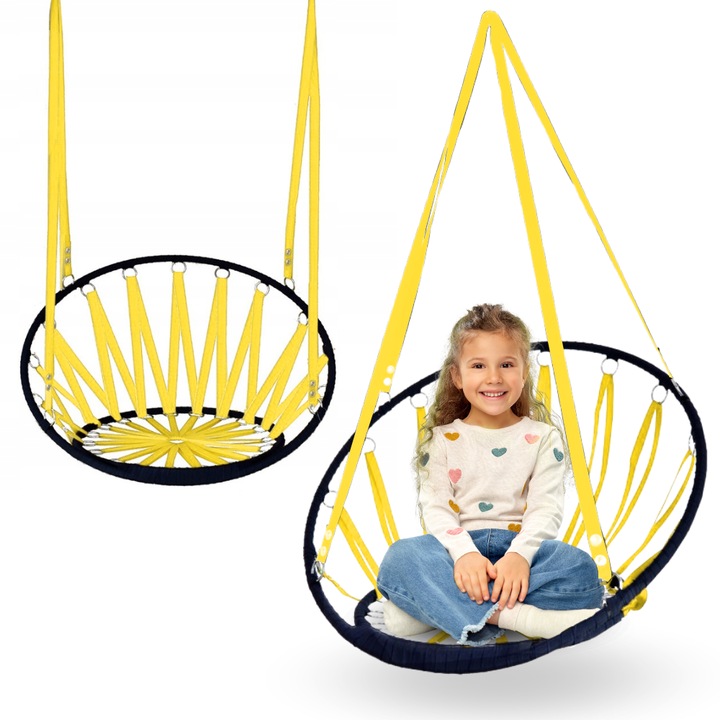 Leagan tip hamac cu spatar, ZOLTA H-421, galben, 56x87x115cm