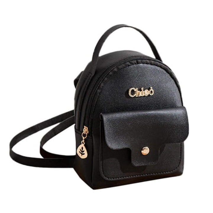 Дамска раница ZOLTA, екологична кожа, черна, 18х15х7см