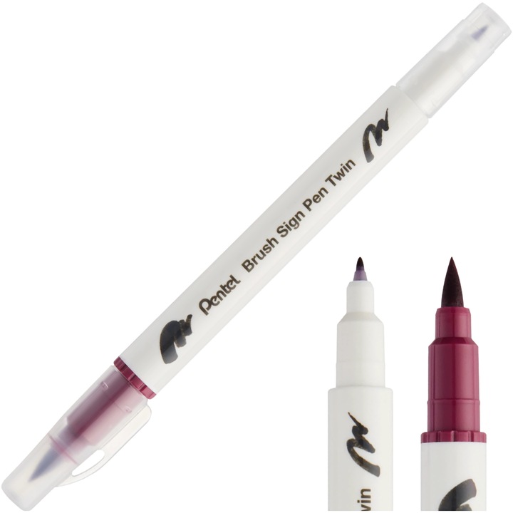 Marker caligrafie, Pentel, Visiniu