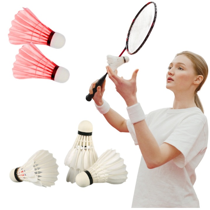 4 db LED-es tollaslabda készlet, ZOLTA, parafa, 6,5 cm, piros/fehér