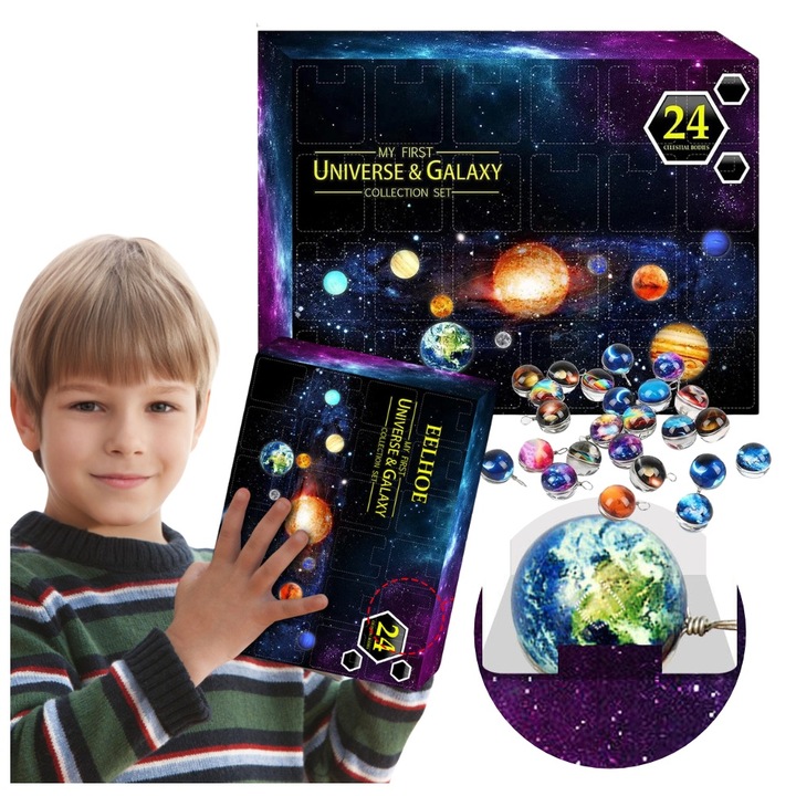 CALENDAR DE ADVENT PLANETE UNIVERS SPATIAL SISTEM SOLAR PENDANTE 24