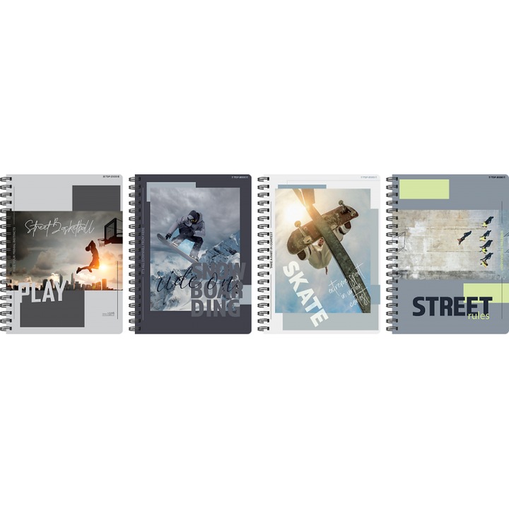 A5-ös füzetkészlet, 80 oldal, 4 féle minta, környezetbarát, 70g/m2