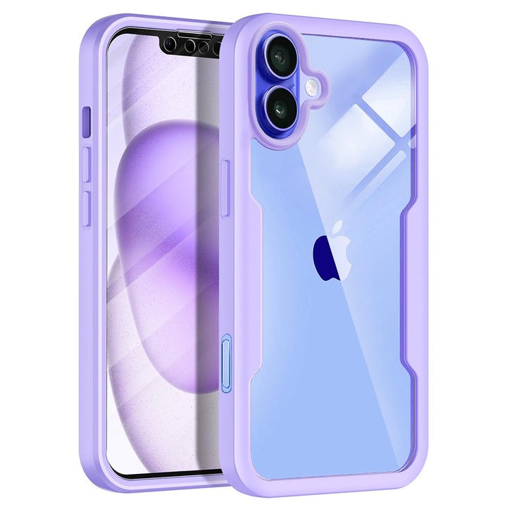 IPhone 16 tok + fólia - Techsuit ColorVerse 360 Series - lila