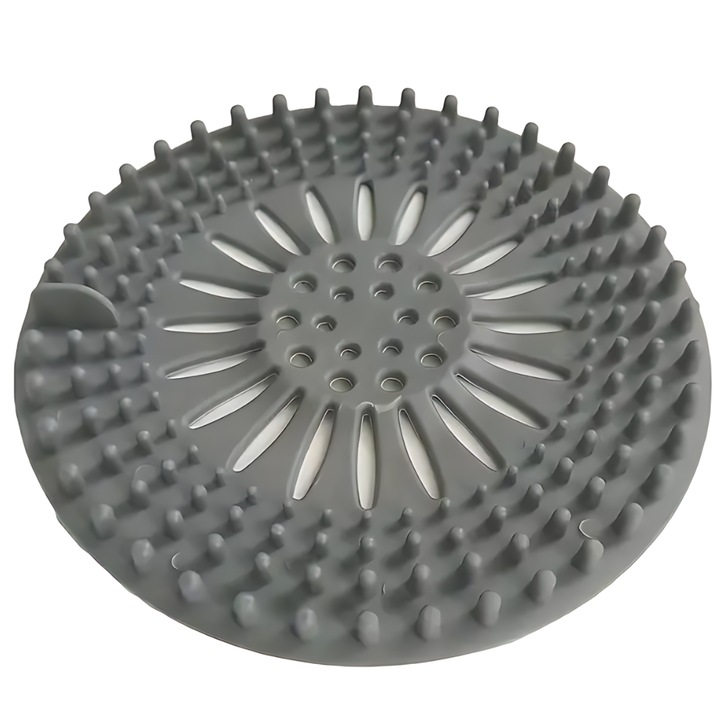 Sita din silicon Premium pentru baie sau bucatarie, scurgere sifon cada, cabina de dus, chiuveta, protectie anti infundare, gri