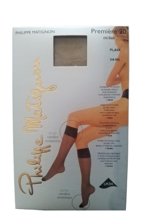 Sosete 3/4, Philippe Matignon, Lycra 15 den, Playa (Natural), One size