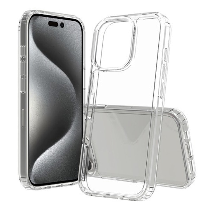 Husa de Silicon 2mm compatibila cu Apple Iphone 16 Pro Max, Crystal Clear Transparency, Lightweight Slim Fit, Core Ultra Protection, Unique Long-lasting Anti-Yellowing Tech, Transparent