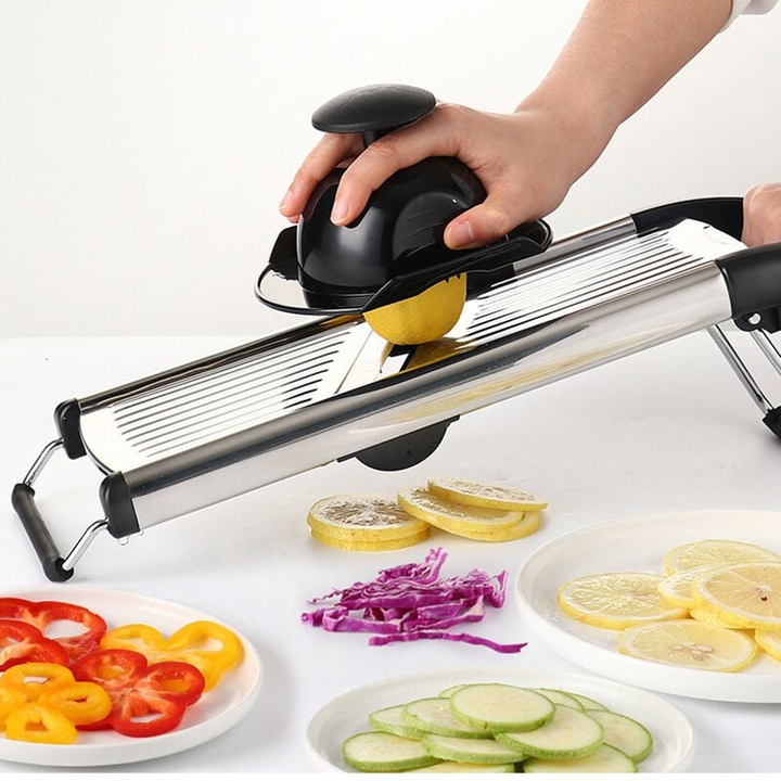 Feliator legume multifunctional, inox, reglabil, antiderapant, 9mm