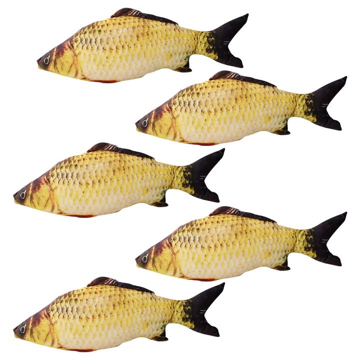 Комплект от 5 играчки за котки QttvbTna, форма на риба, плюш, многоцветни, 20 см