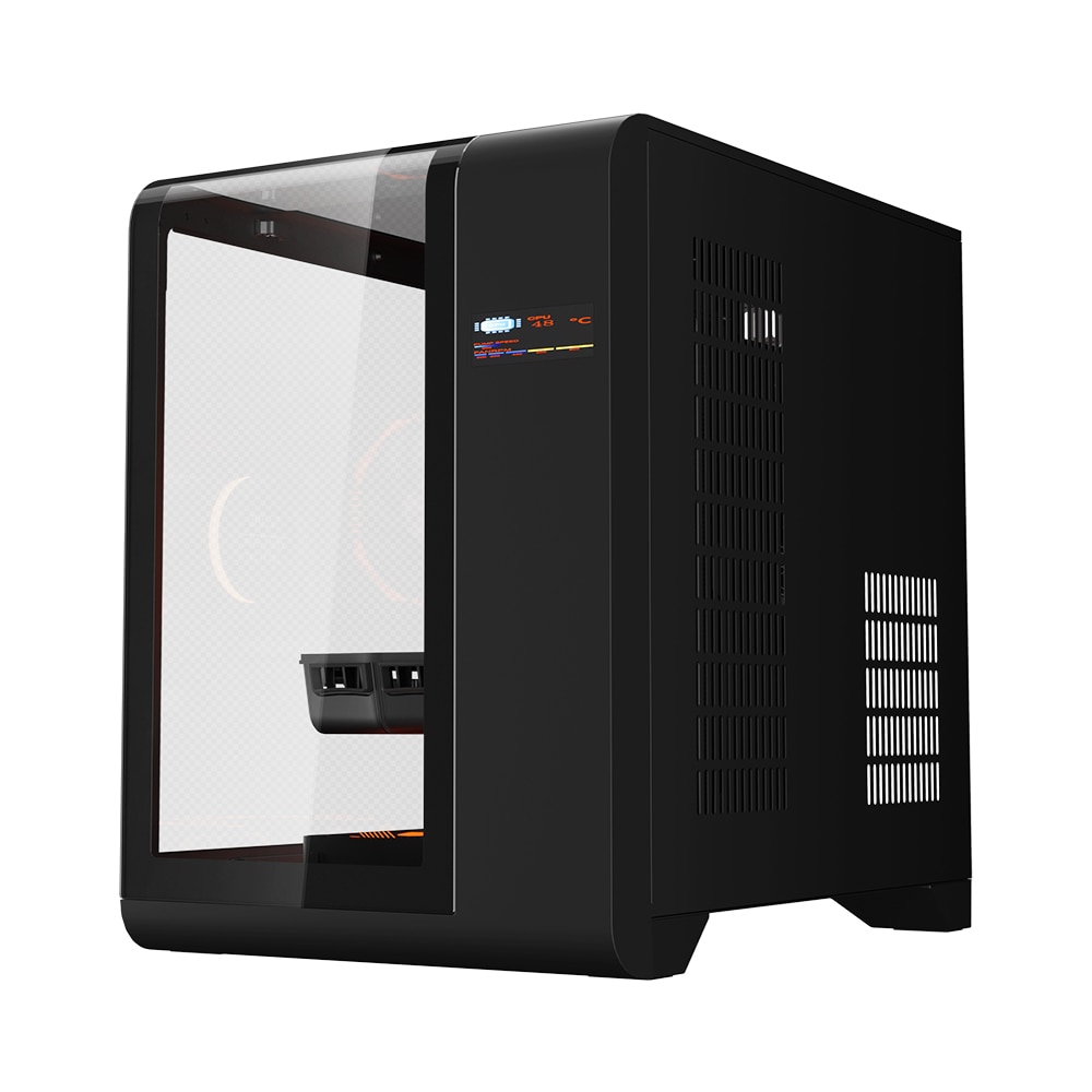 Carcasa 1stPLAYER® Gaming RT5-Bk, afisaj digital, aRGB, Cube-Tower ...