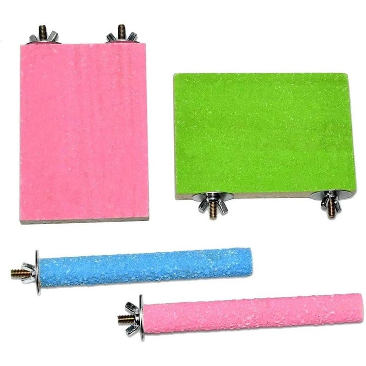 Suporturi colivie din lemn colorat pentru pasari, Enforose, design vibrant, instalare usoara