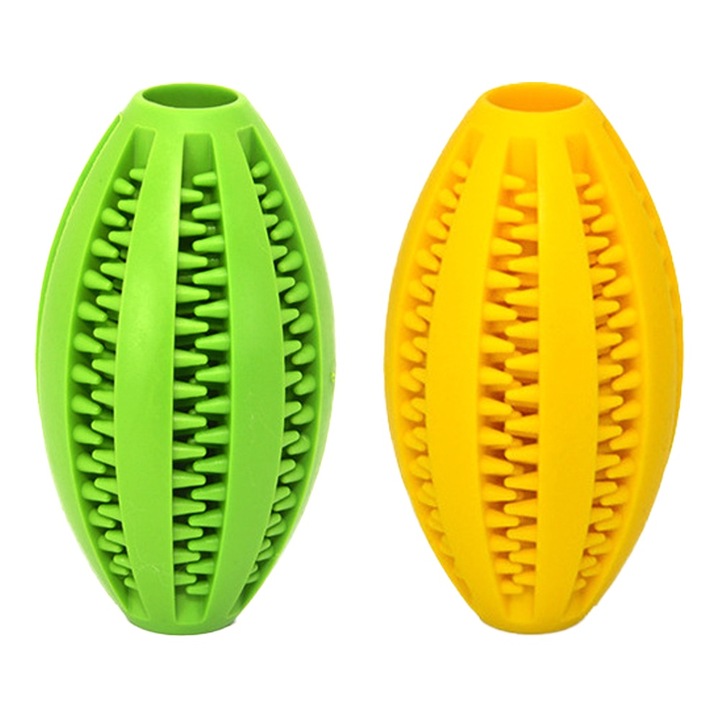 Комплект от 2 играчки за кучета, QttvbTna, тренировъчни топки, жълто/зелено, 9 см