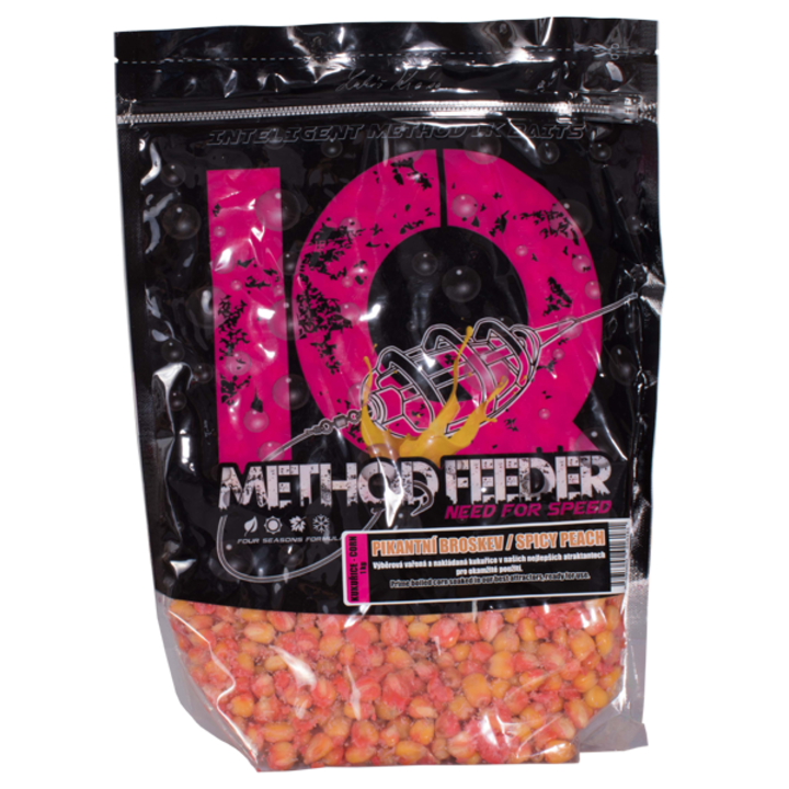 Царевични зърна, LK Baits, IQ Method, 1 кг, вкус на пикантна праскова