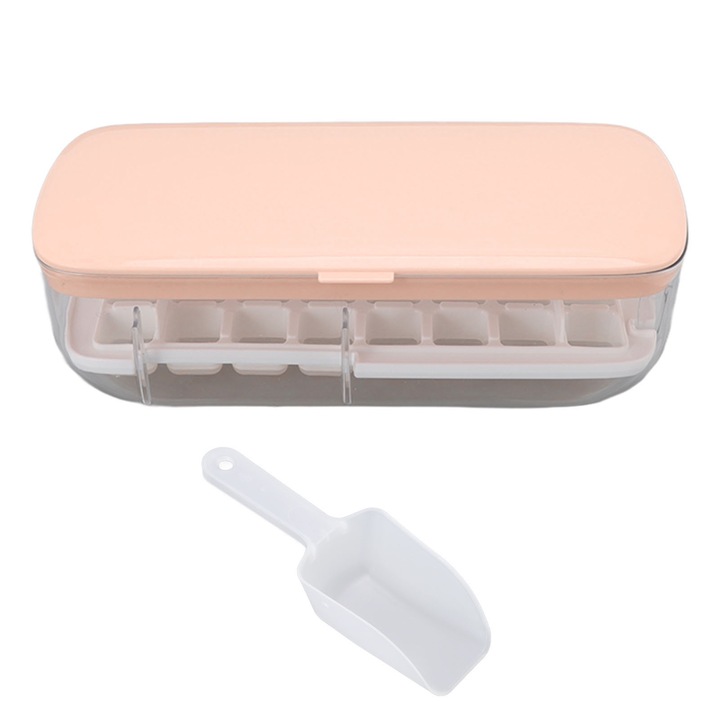 Jégkocka forma, Jormftte, 24 rácsos, szilikon, fedővel, rózsaszín